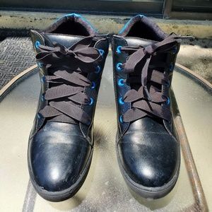 "ANGELINA" Black with Blue accent Heel/Tennis shoe